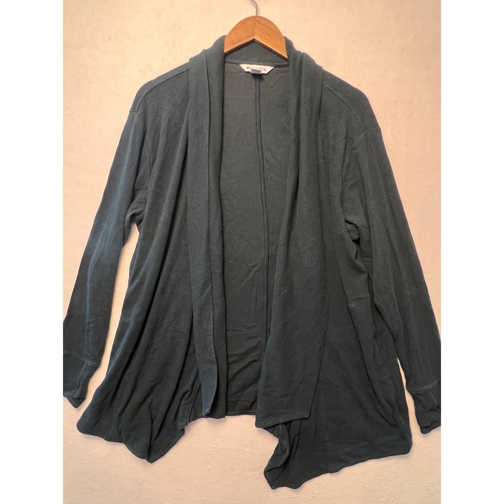 Athleta Large Pranayama Wrap Cardigan Athleisure Teal Green Ribbed Open Front